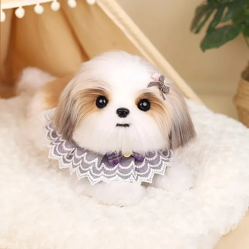 Lifelike Simulation Shih Tzu Stuffed Animal Soft Fluffy Puppy – Dog Supplies