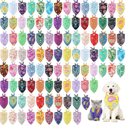 100 Pcs Paisley Dog Bandana Bulk Pet - MyPetDollar.com