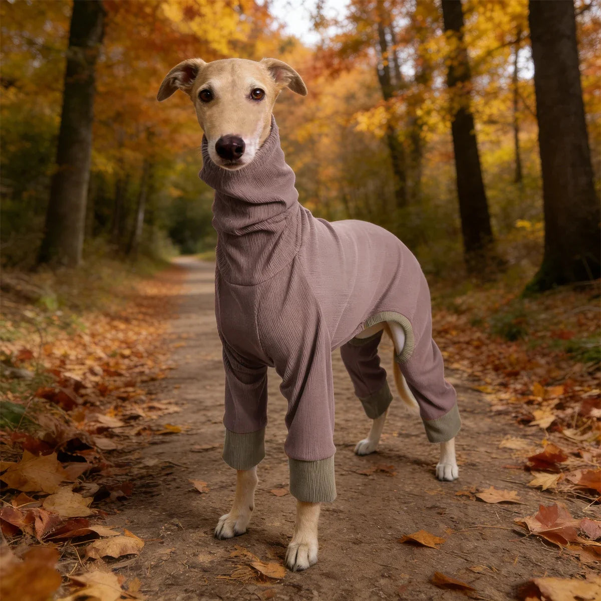 Turtleneck Dog Jumpsuit Soft Ribbed Knit Dog - MyPetDollar.com