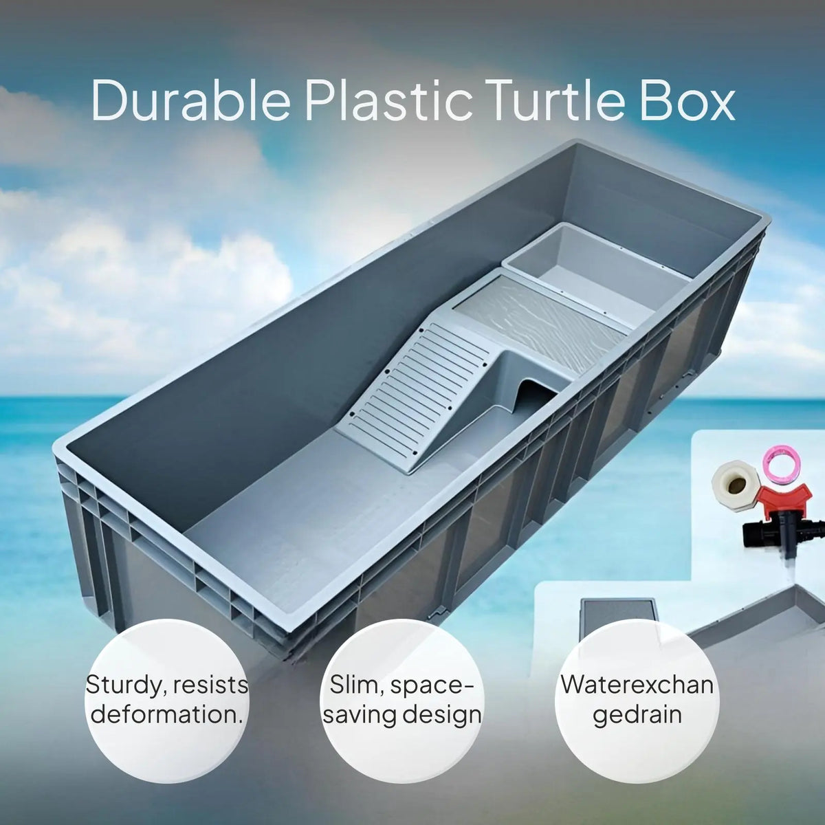 Rectangular Turtle Habitat With Drain Narrow - MyPetDollar.com