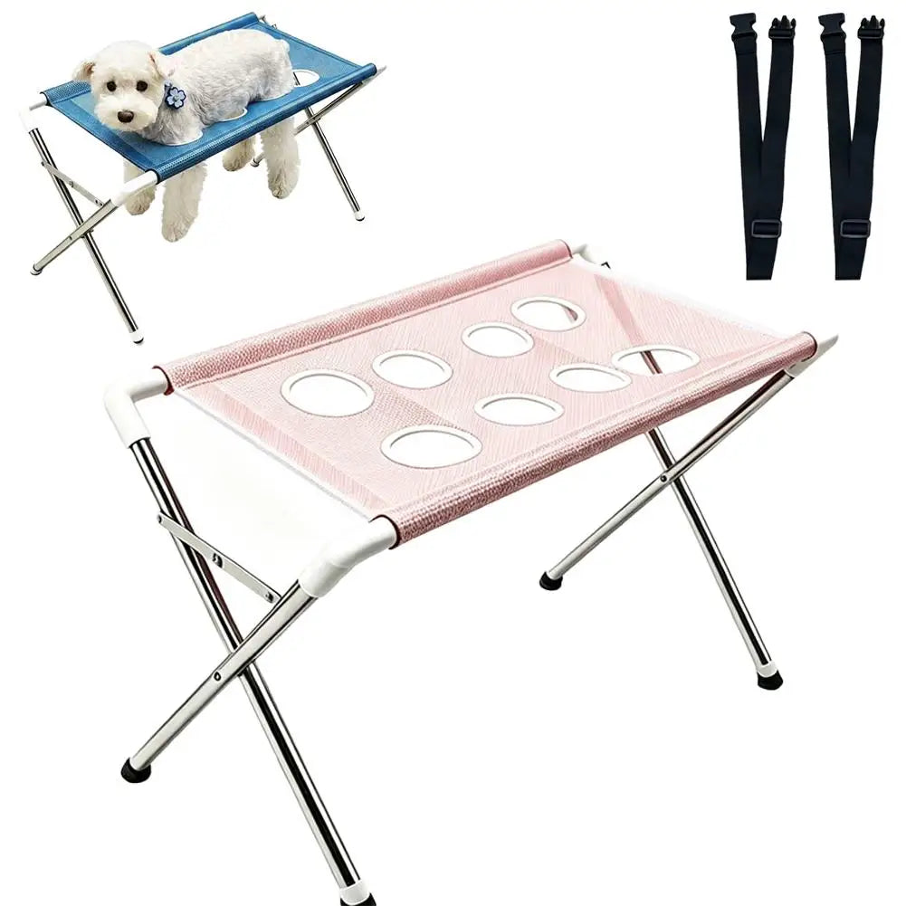 Foldable Pet Grooming Hammock Stand for Small Dogs & Cats Anti