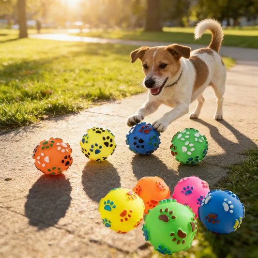 Squeaky Plastic Footprint Balls Toys Dogs - MyPetDollar.com