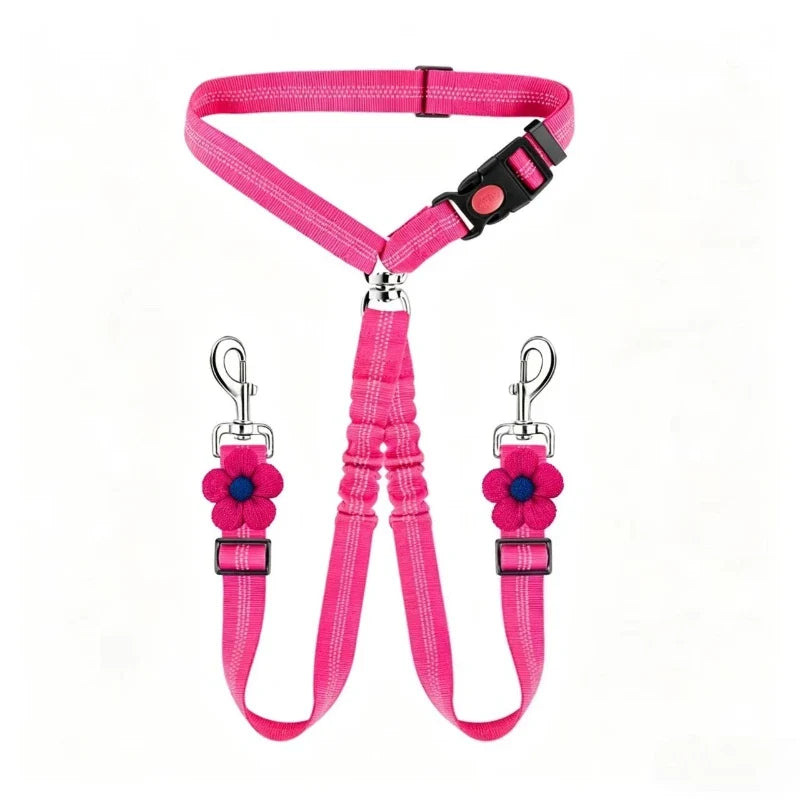 Double Head Dog Safety Harness Adjustable Split Connection Car – 6 Colors