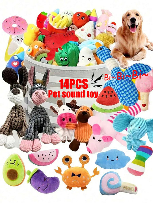 2/4/6/14-piece set of cartoon dog toys, - MyPetDollar.com