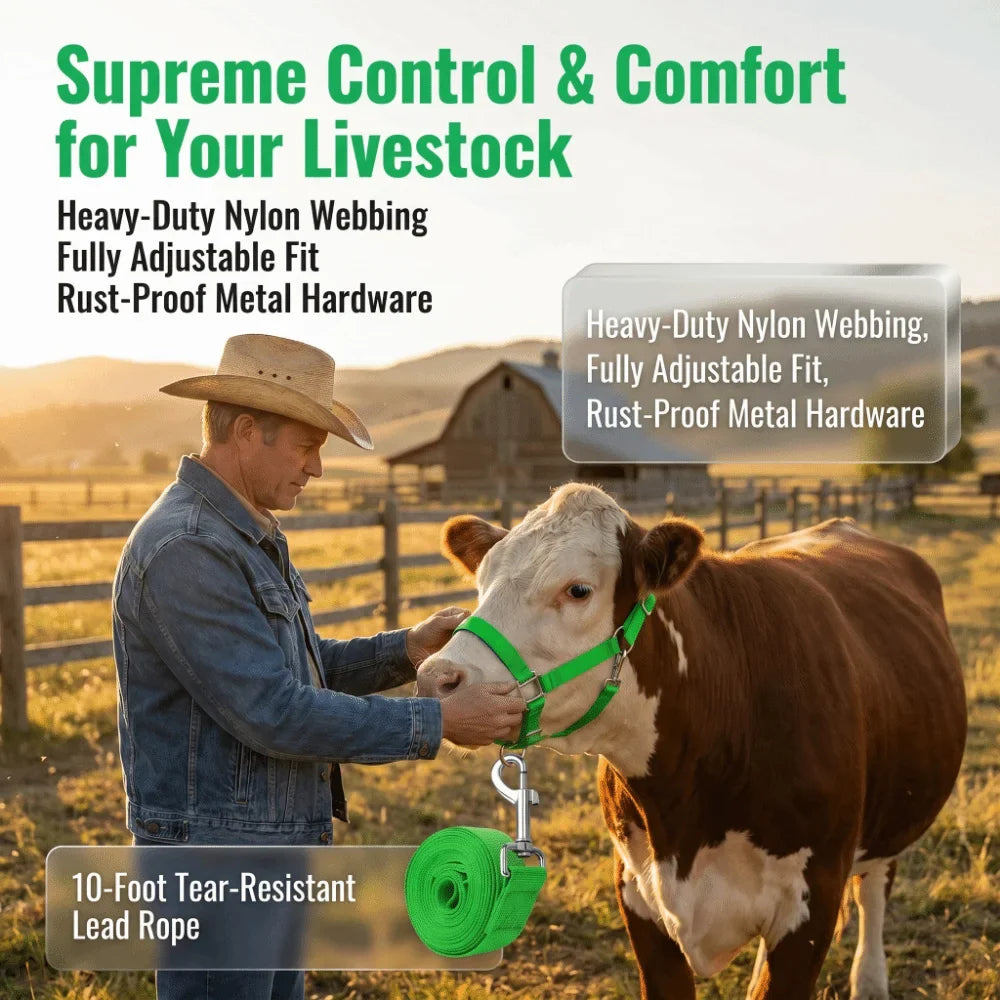 Adjustable Cow Halter with Lead Nylon - MyPetDollar.com