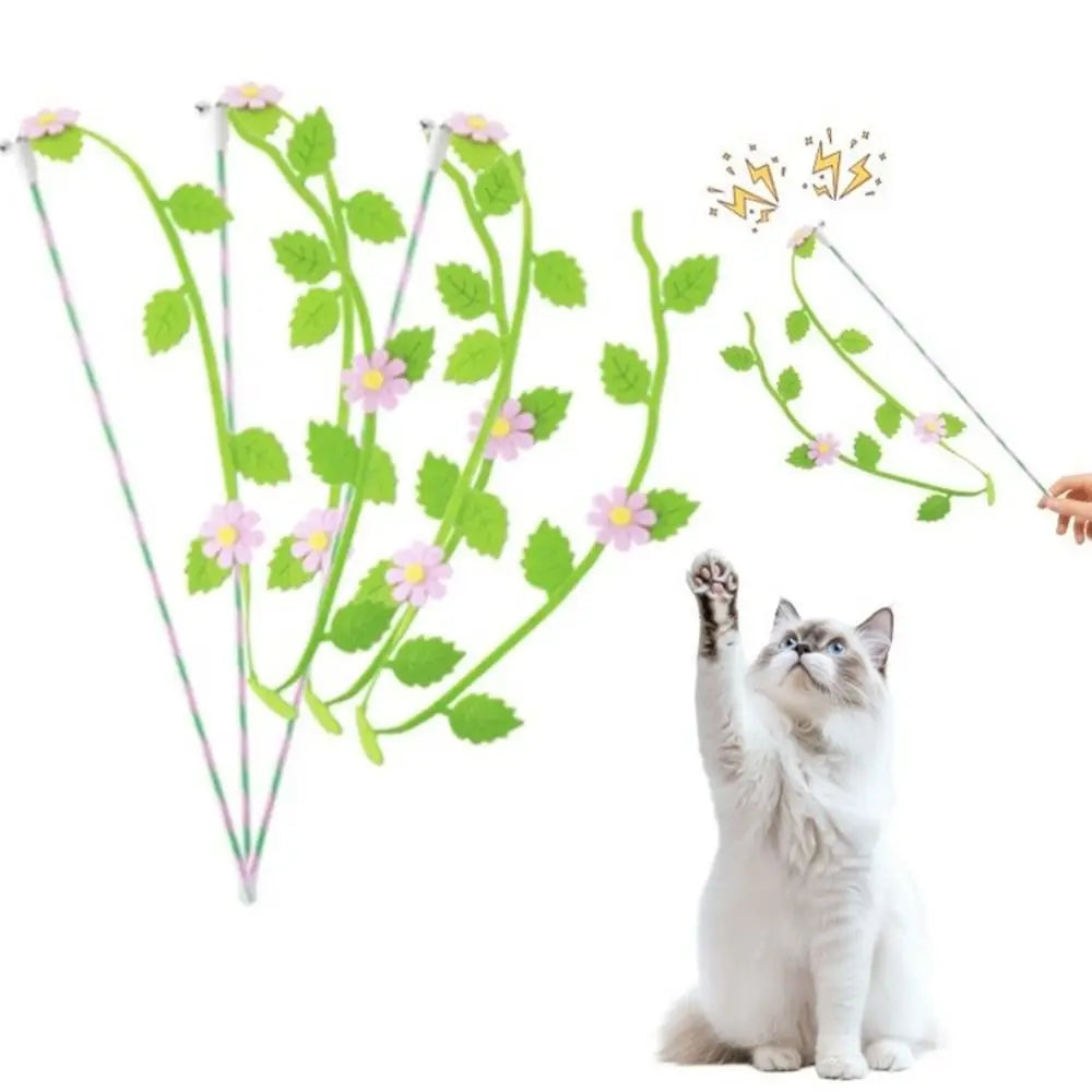 Creative Felt Kitten Cat Teaser Stick Flower - MyPetDollar.com