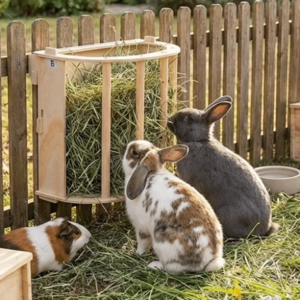 Practical Wooden Bunny Hay Feeder Hanging - MyPetDollar.com