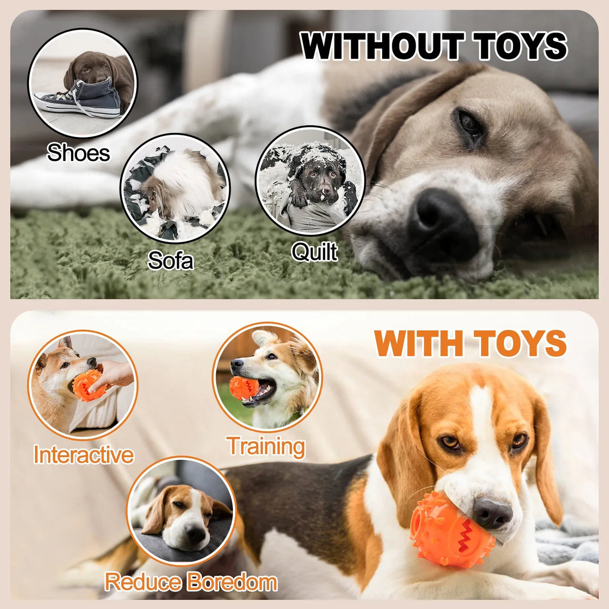 Dog Interactive Chew Treat Dispensing Ball - - MyPetDollar.com