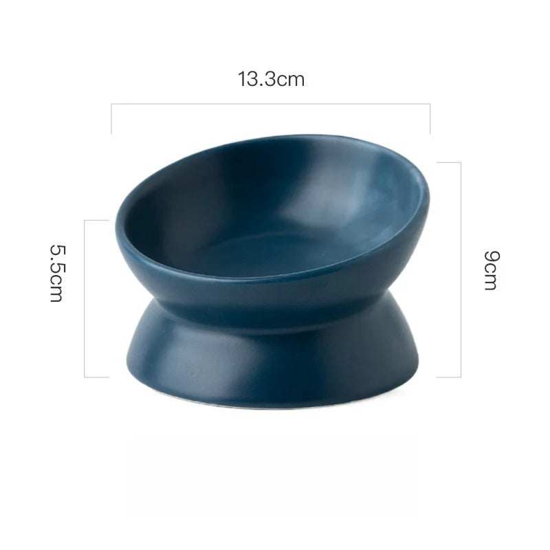 Elevated Cat Bowls Small Dog 15° Tilted Raised Food Feeding – 6 Colors