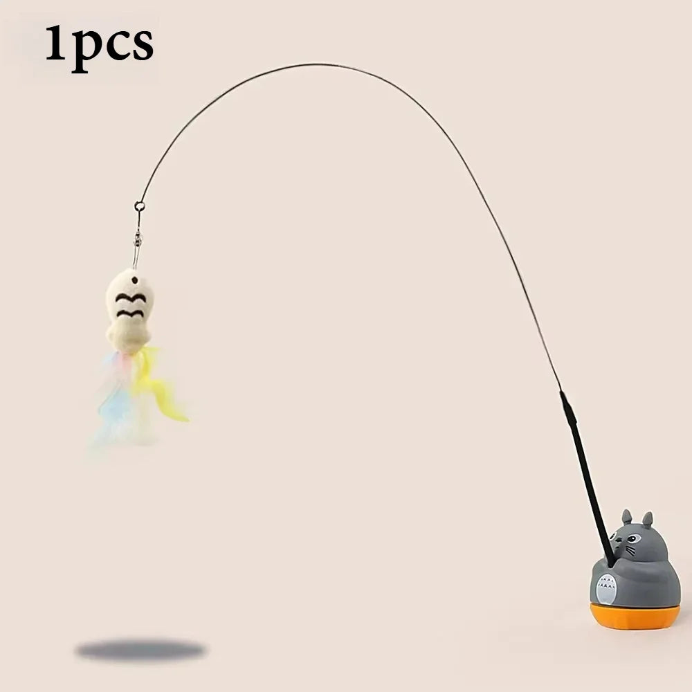 Pet Small Cat Toys Fishing Teasing Stick 360 Rotating – 2 Colors