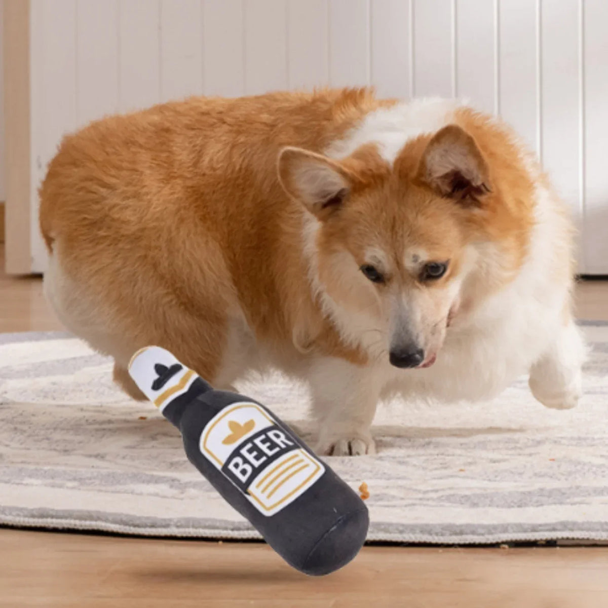 Realistic Beer Bottle Shape, Squeaking Dog - MyPetDollar.com