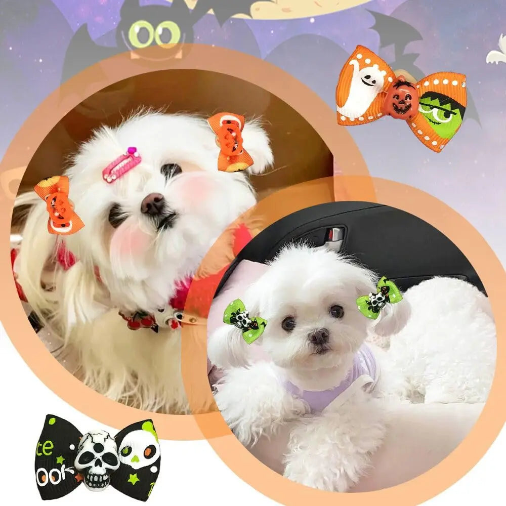 Puppy Yorkie Dog Hair Bow Halloween Ribbon - MyPetDollar.com