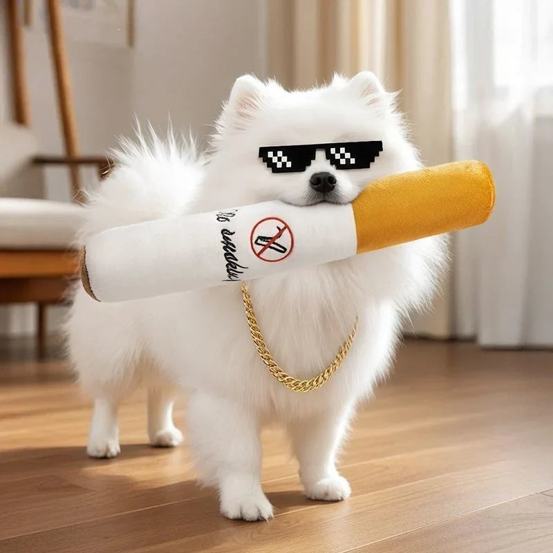 Funny Pet Toys Cigar Big Smoke Plush Squeak - MyPetDollar.com