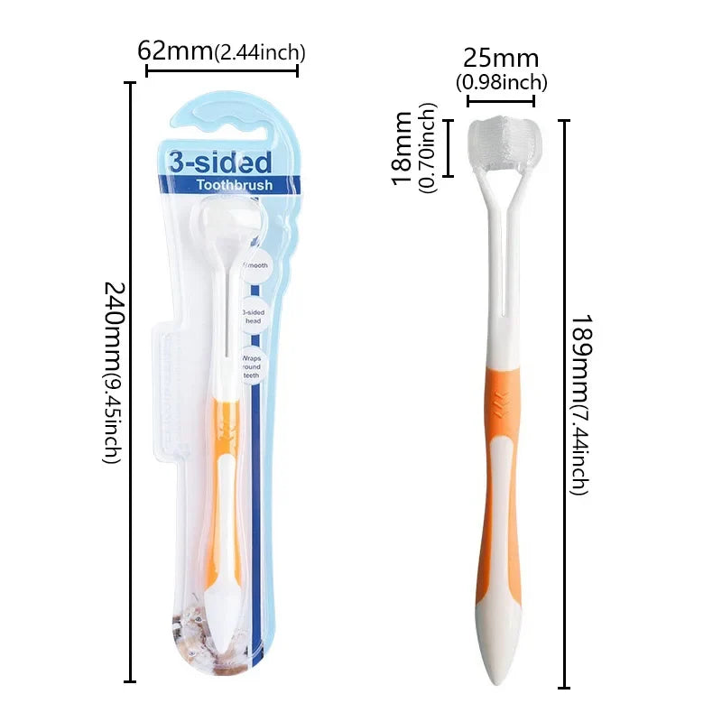 3 Sided Soft Dog Teeth Brush Head Toothbrush Oral Health Teddy – 3 Colors