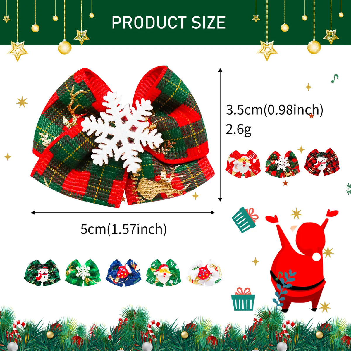 100PCS Christmas Dog Bows Handmade Puppy - MyPetDollar.com
