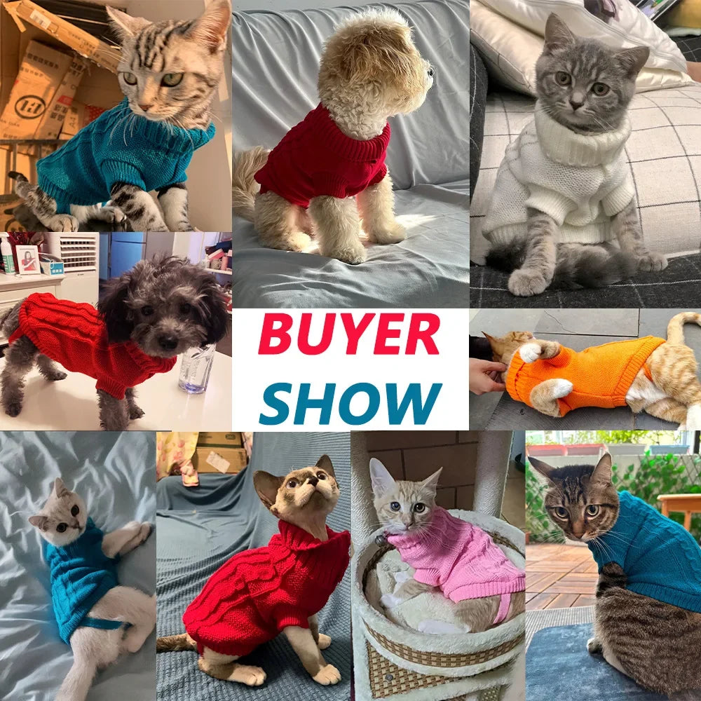 Winter Cat Dog Knit Sweater Soft Warm Puppy - MyPetDollar.com