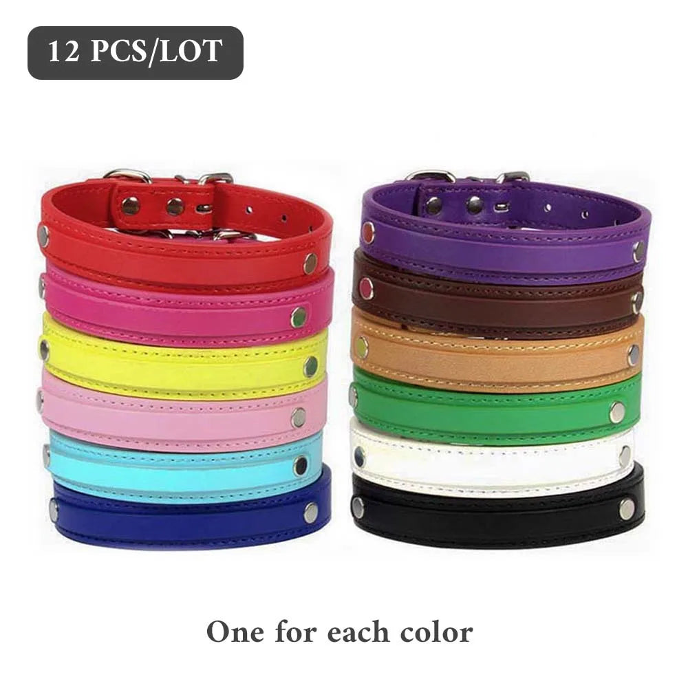 12 PCS Plain PU Leather DIY Name ID Dog - MyPetDollar.com