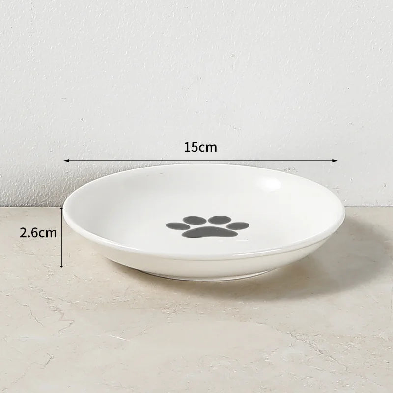 Non-Slip Elevated Ceramic Cat Bowl with Iron Stand