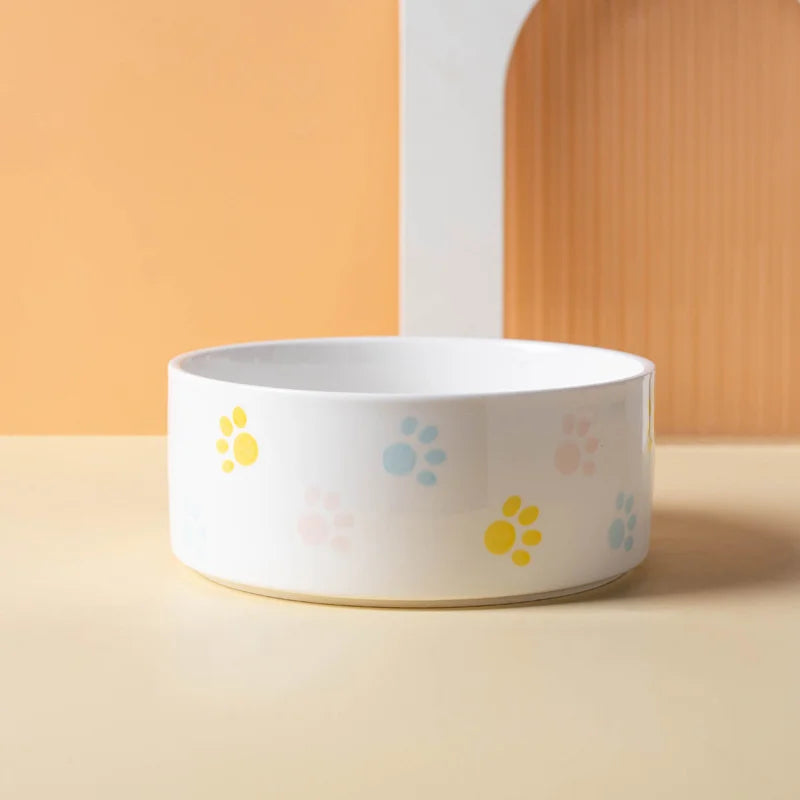 Ceramics Dog Bowl with Wood Mat Wide Mouth - MyPetDollar.com