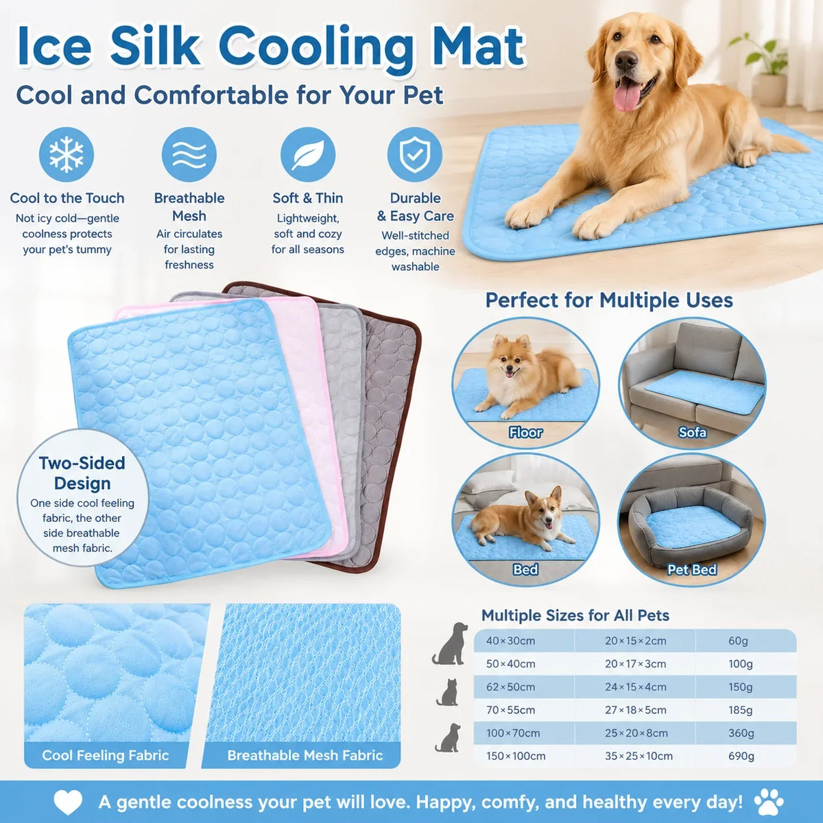 Pet Dog Cat Summer Cooling Pad Mat Washable - MyPetDollar.com
