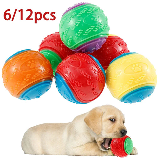6/12Pcs Dog Squeaky Balls Toys High Bouncy - MyPetDollar.com