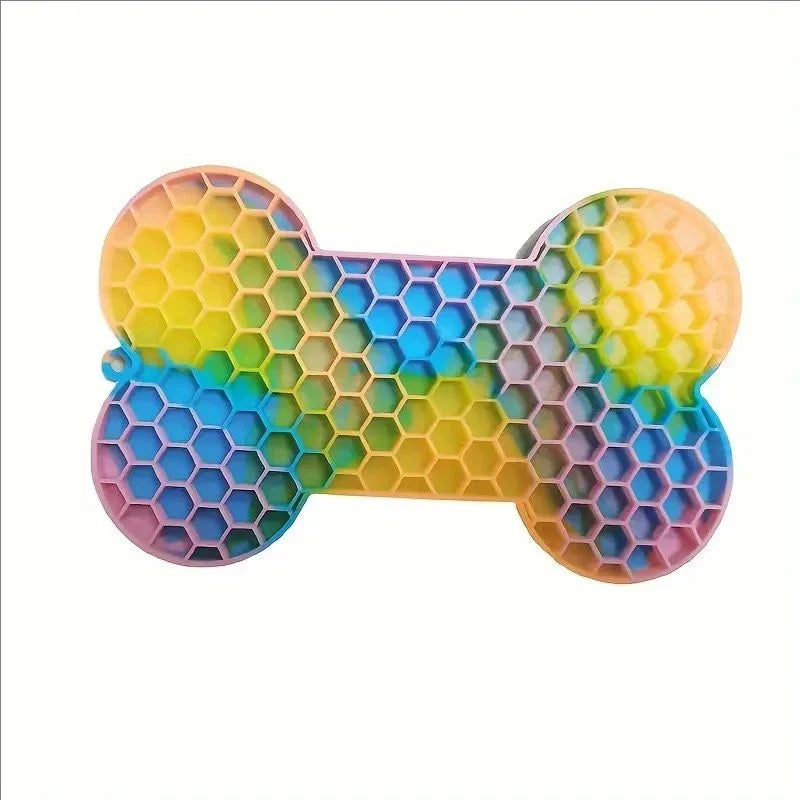 Bone Shape Silicone Licking Pad Dog Peanut Butter Slow Food – 11 Colors