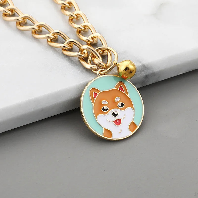 Cute Dog Pattern Pendant Pet Collar with - MyPetDollar.com