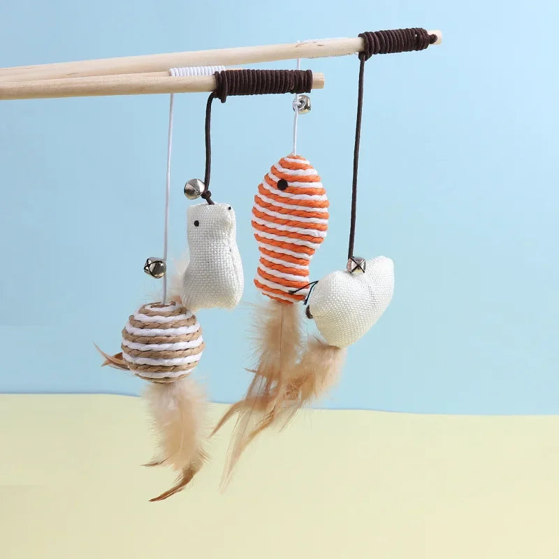 New Mouse Wooden Teasing Cat Rod Cat Toy Pet - MyPetDollar.com