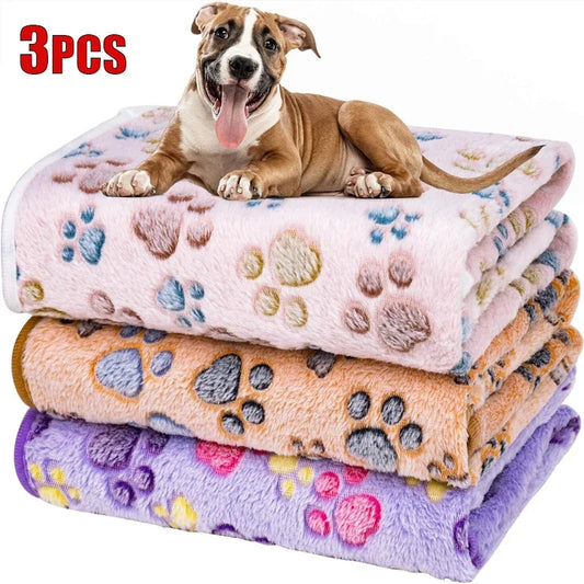 1/2/3pcs Flannel Pet Blanket Cute Dog Paw - MyPetDollar.com