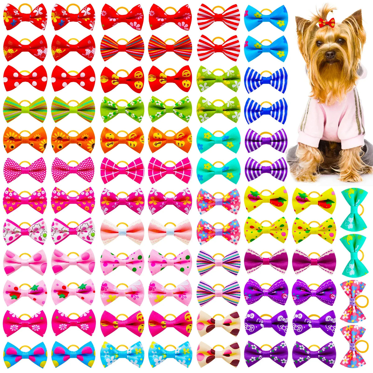 Small Dog Bows Pet Hair Accessories Rubber Bands – 11 Colors