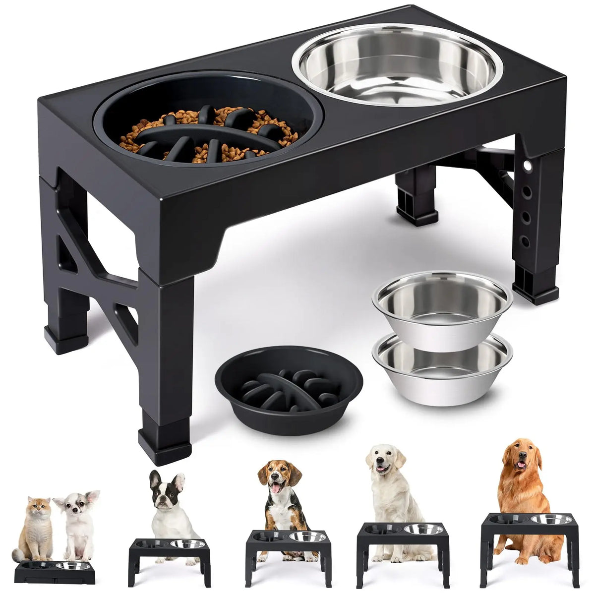 Elevated Dog Feeder Bowls Adjustable Raised - MyPetDollar.com