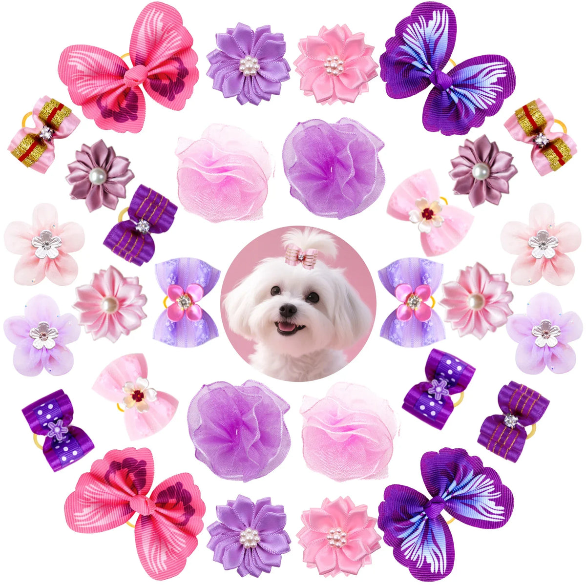 14PCS/Set Colorful Style Dog Bows With - MyPetDollar.com