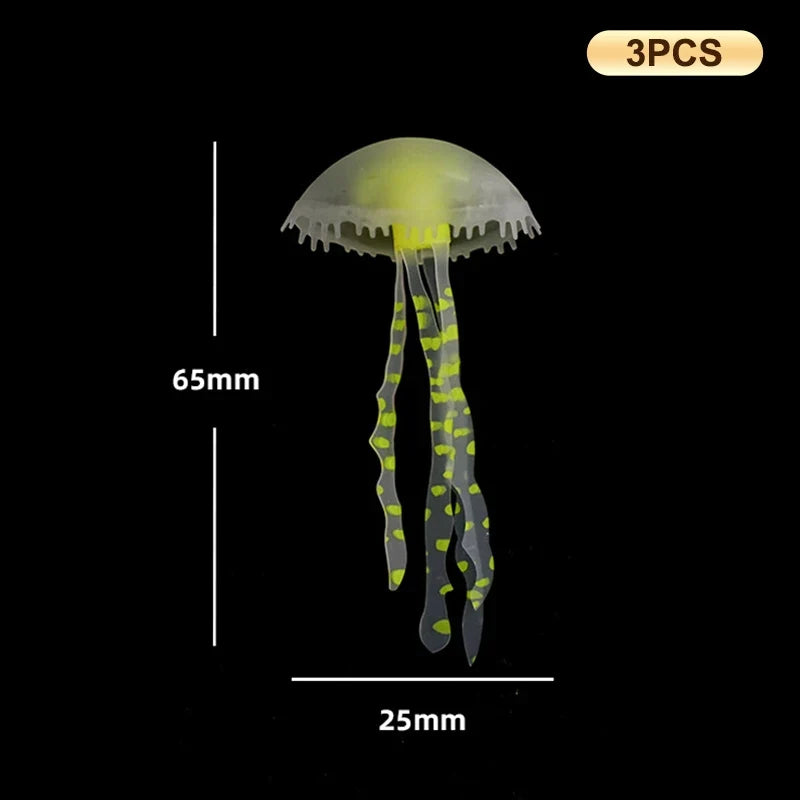 3Pcs Glowing Silicone Jellyfish Aquarium - MyPetDollar.com