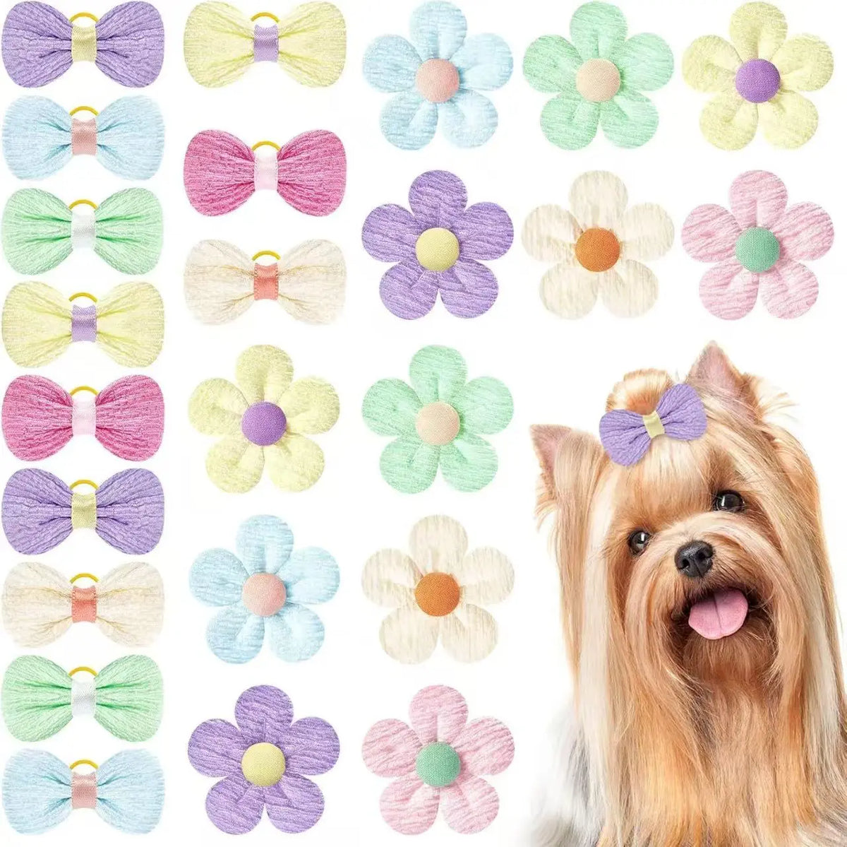 10/20Pcs Flower Shape Dog Grooming Bowknot - MyPetDollar.com