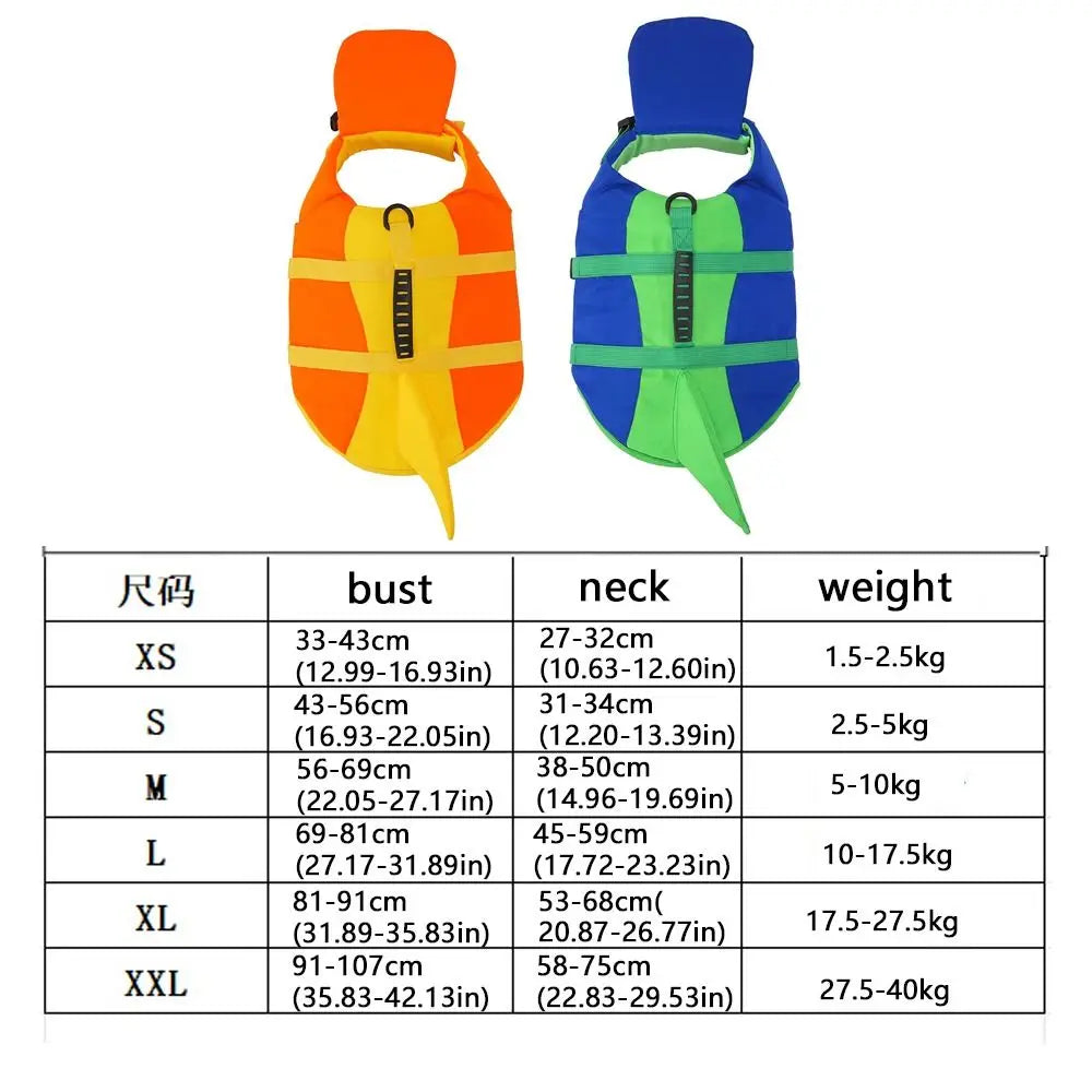 Shark Shape Dog Life Vest Superior Buoyancy - MyPetDollar.com