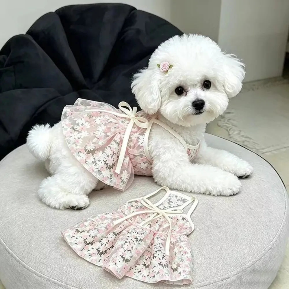 Cute Floral Print Pet Princess Dress - MyPetDollar.com