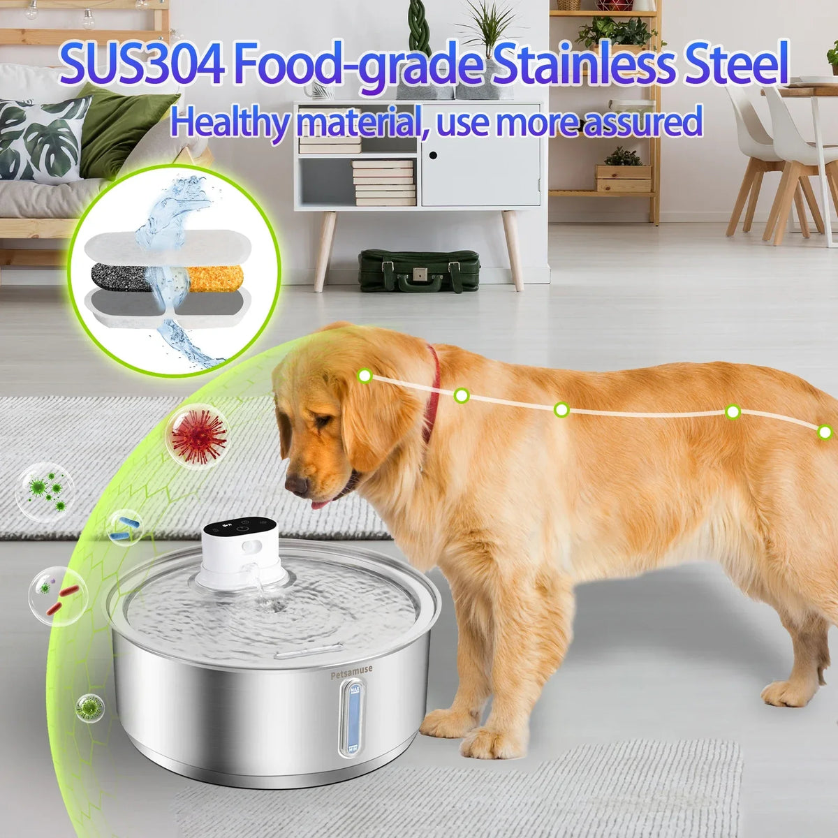 8L Dog Water Fountain Automatic Sensor - MyPetDollar.com