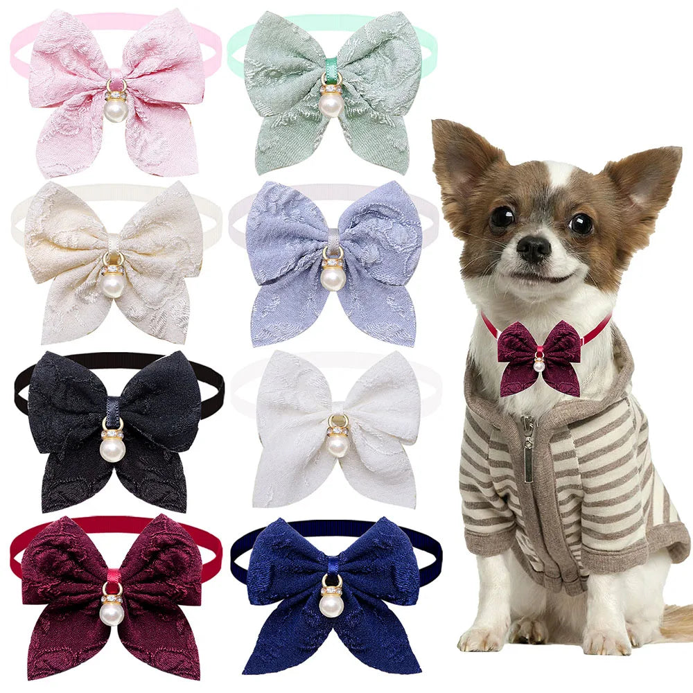 10PCS Pearl Dog Bowties Fashion Adjustable - MyPetDollar.com