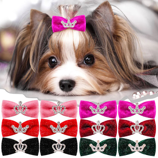 10PCS Fashion Pet Dog Hairpin Crystal Crown - MyPetDollar.com
