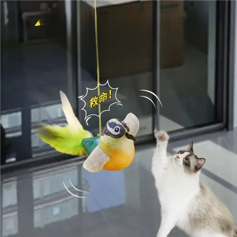Chirping Bird Cat Toy Elastic Rope Kitten Teaser (3 colors)