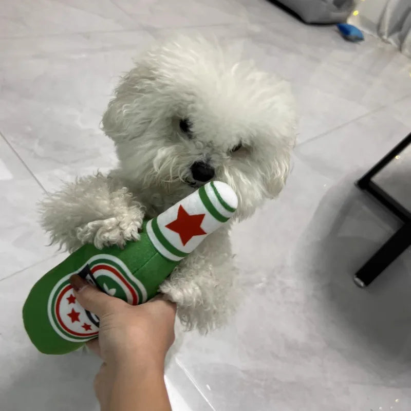 Plush Dog Toys Beer Bottle Shaped for Small - MyPetDollar.com