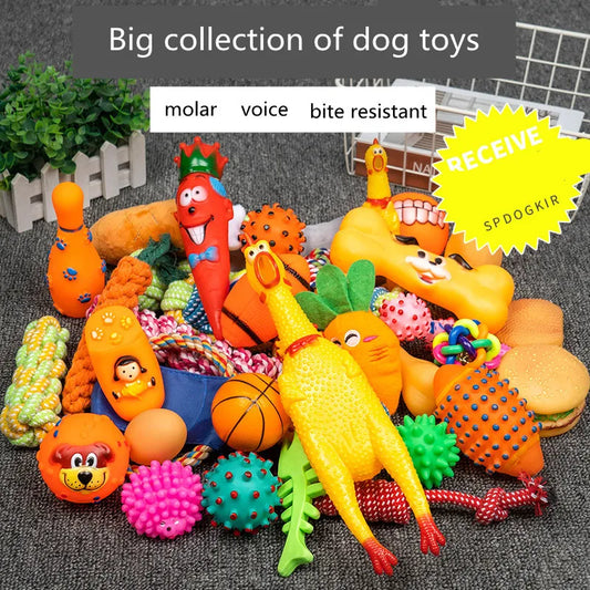 Dog Toys Pet Ball Bone Rope Squeaky Plush - MyPetDollar.com