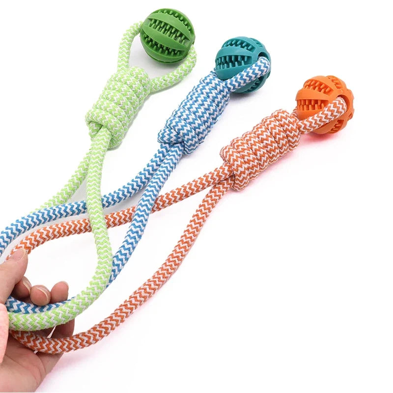 Pet Tooth Cleaning Pet Ball Toy with Rope - MyPetDollar.com