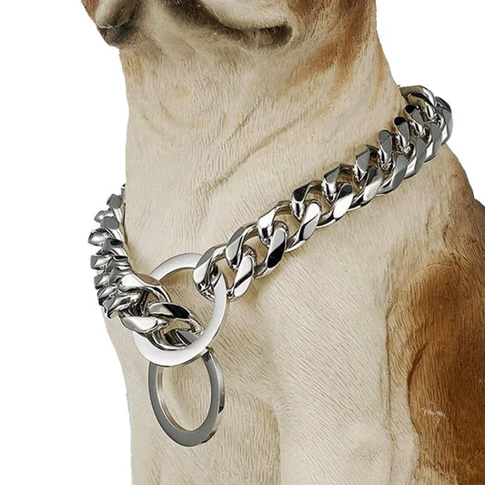 Dog Chain Collar Silvery Golden 15MM Width - MyPetDollar.com