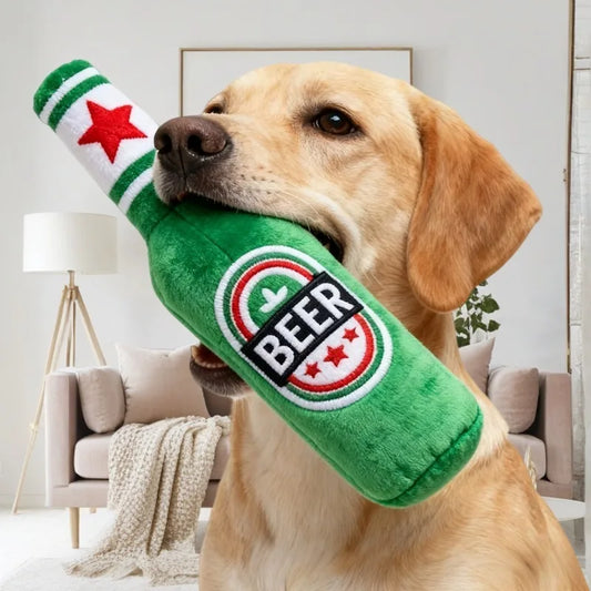 1Pc Realistic Beer Bottle Shaped Squeaky Dog - MyPetDollar.com