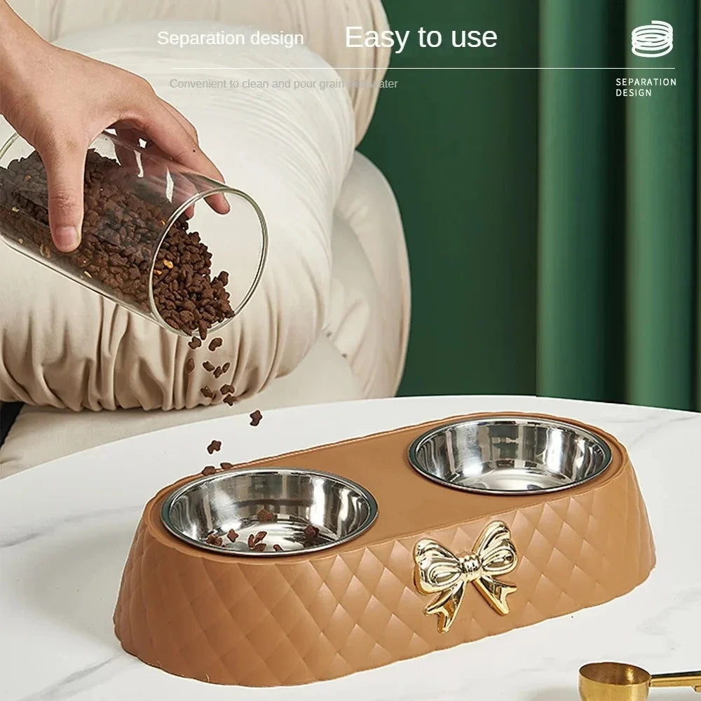 Pet Supplies Bow-tie Bowknot Cats Food Bowl - MyPetDollar.com