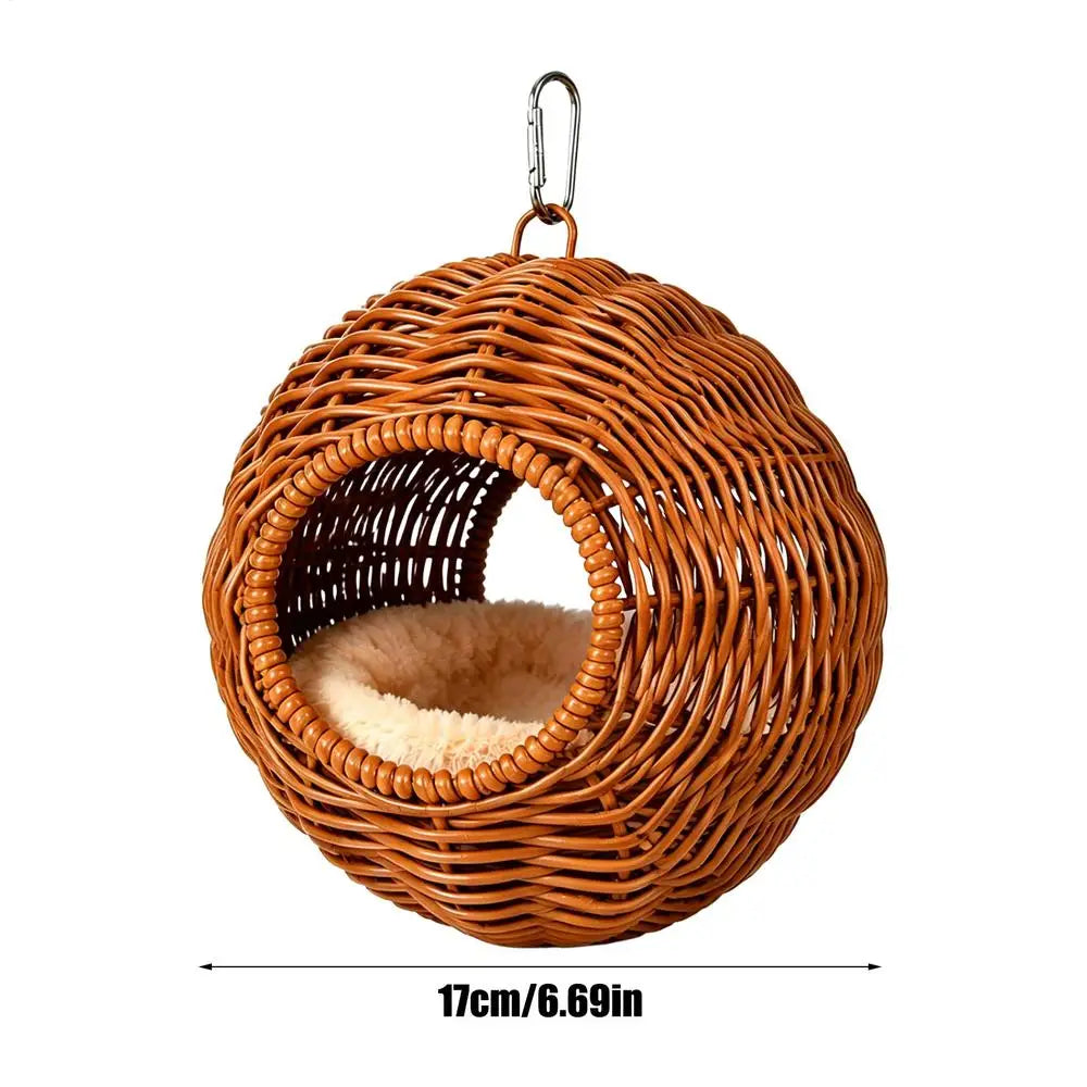 Breathable Small Parrots Bird Home Fake Grass Handwoven Nest – 2 Colors