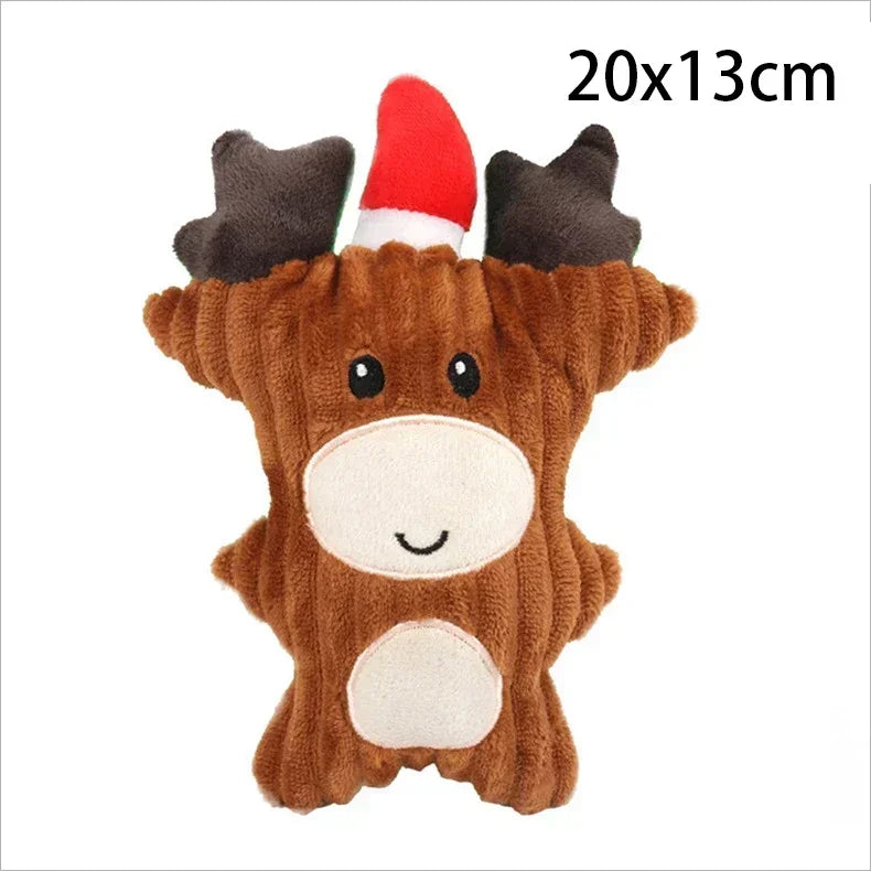 Dog Chewing Plaything Xmas Pet Plush Noise Santa Elk Gingerbread Man