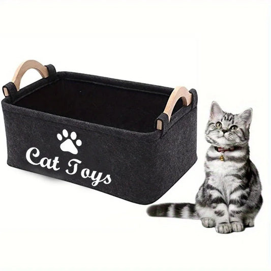 Stylish Felt Pet Toy Storage Basket - - MyPetDollar.com