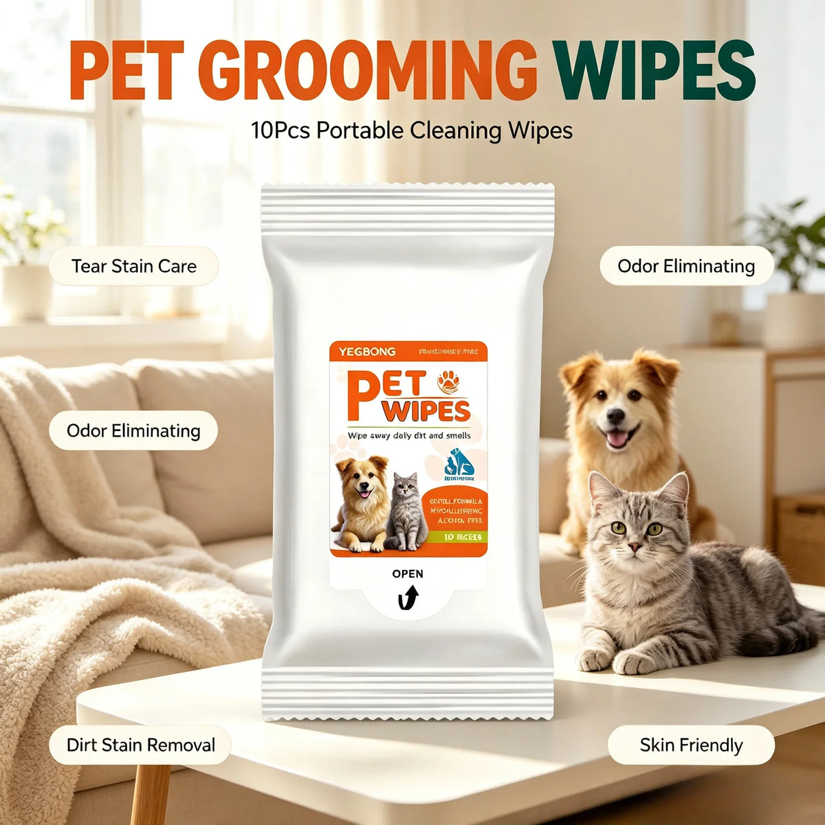 Pet Grooming Wipes Skin Friendly Soothing - MyPetDollar.com